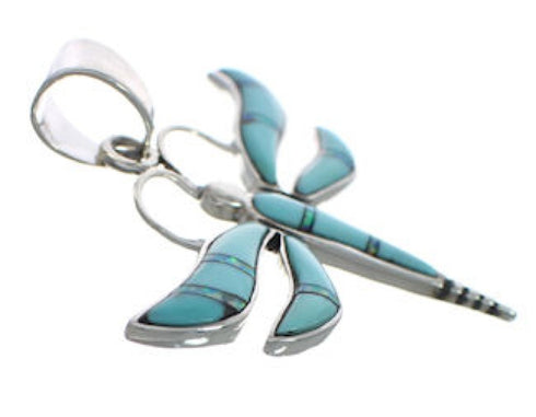Sterling Silver Turquoise And Opal Dragonfly Pendant EX33133